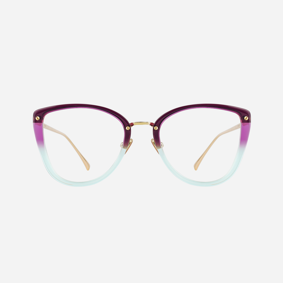 Purple Triangle Wing Edge Rimless Slim Cat-Eye Sunglasses Trendy