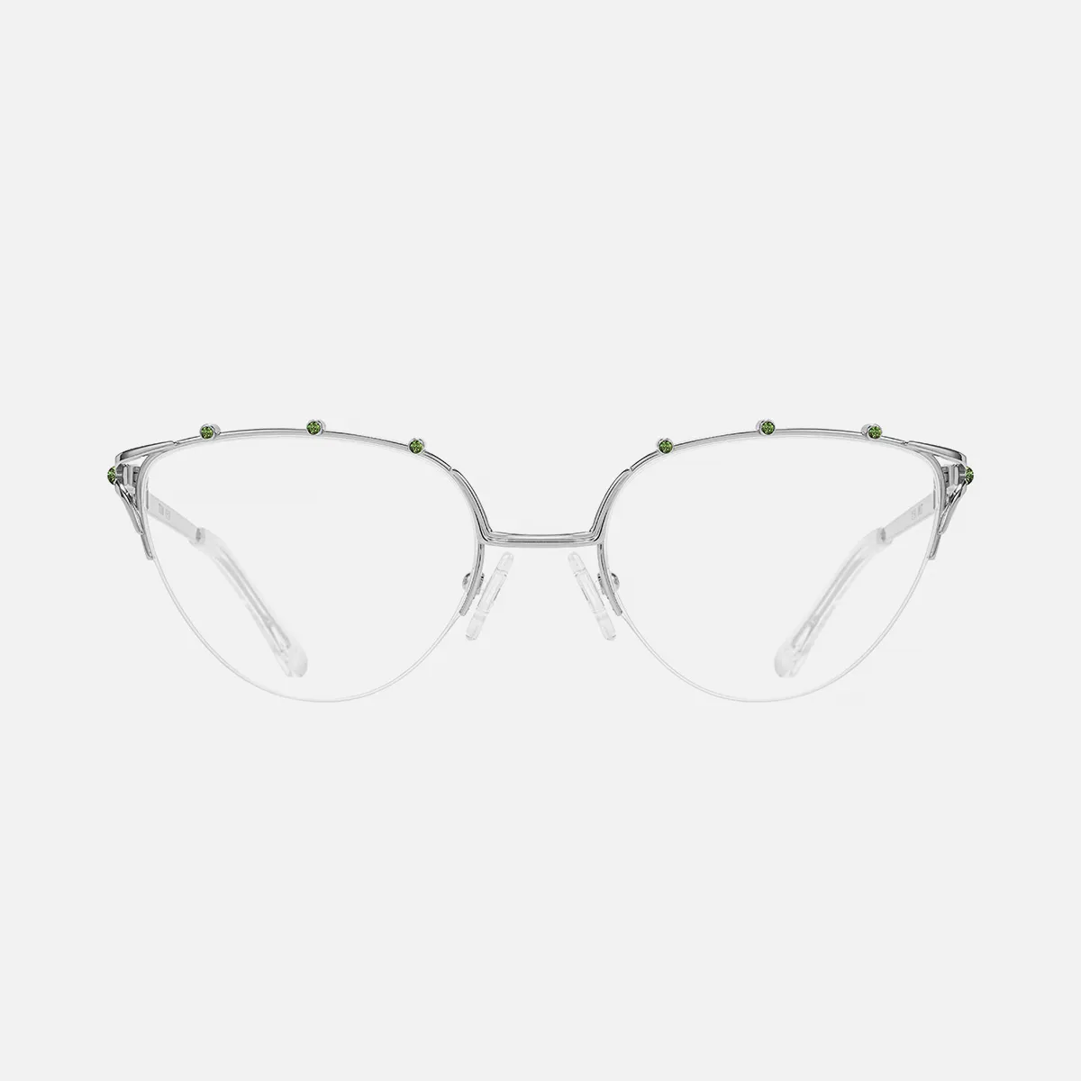 Vespera eyeglasses in Metallic Silver with White Zirconia