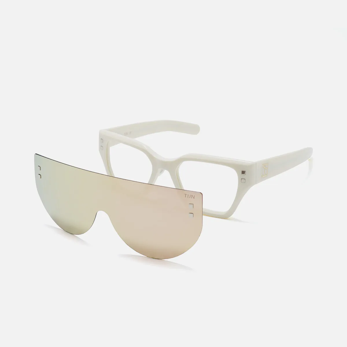 Dimple eyeglasses with Nalo Snap-On in Cream with Rose Pink 