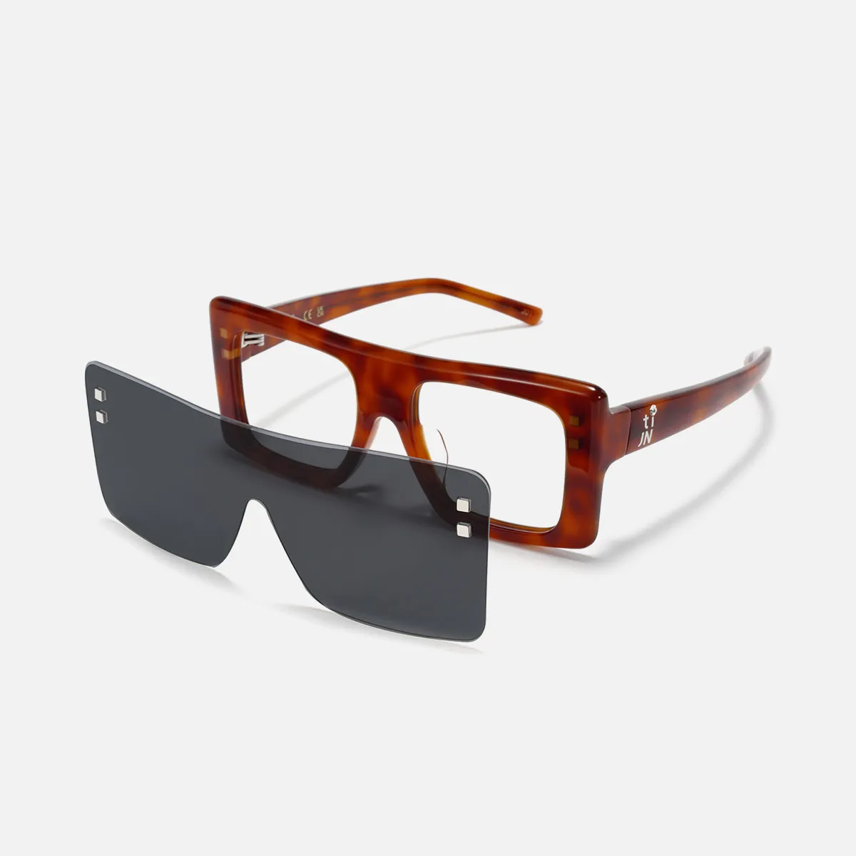 TIJN メガネ Valda 2-in-1マグネットサングラス、トーティーズフレーム、グレー