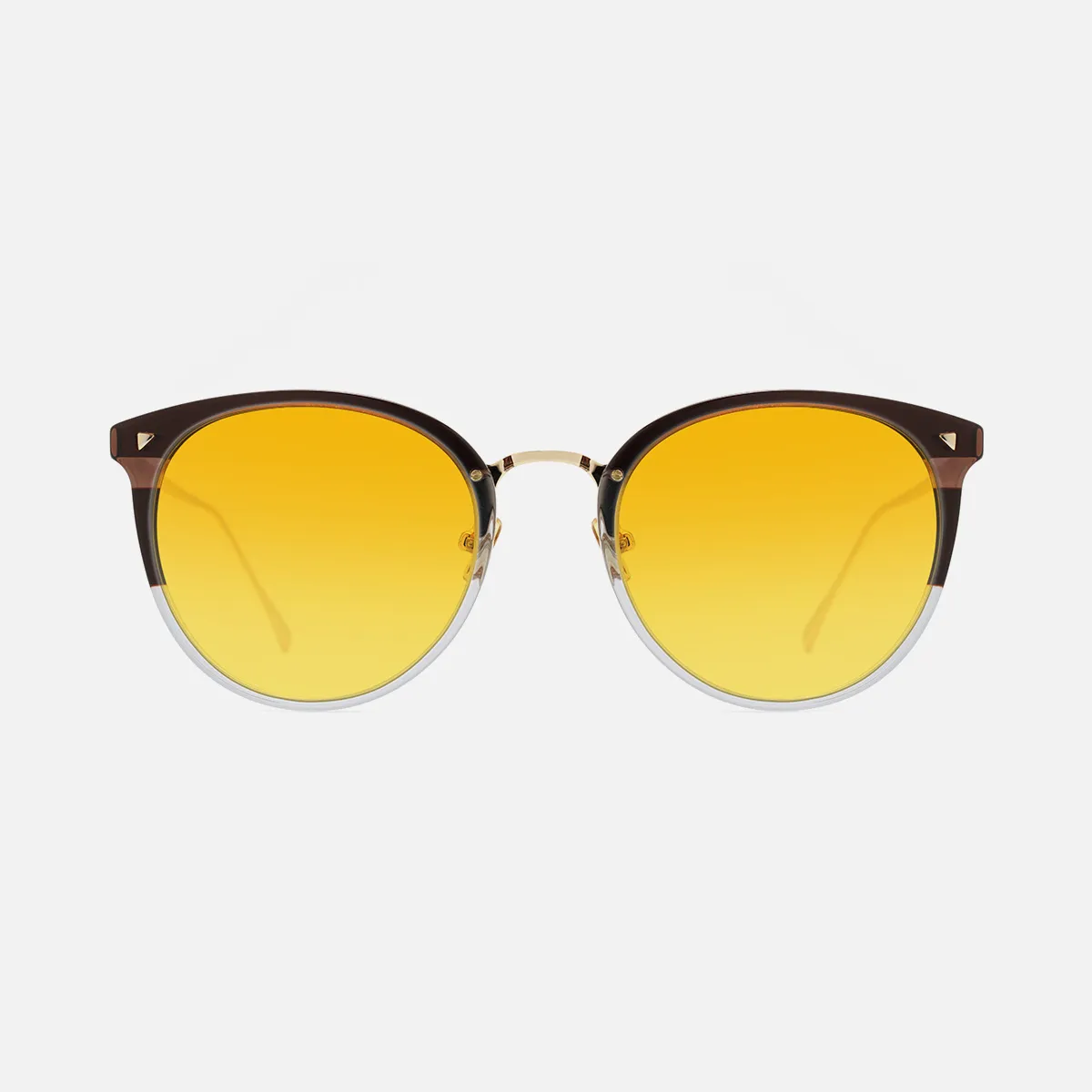 Maaike night driving glasses in Driftwood Fade with Yellow