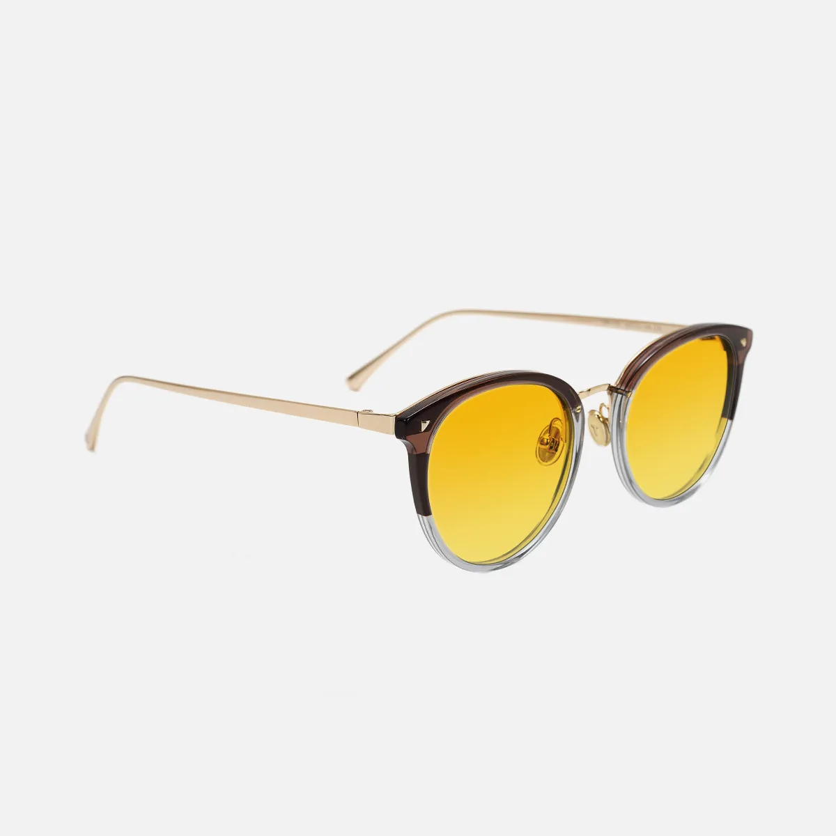 Maaike night driving glasses in Driftwood Fade with Yellow