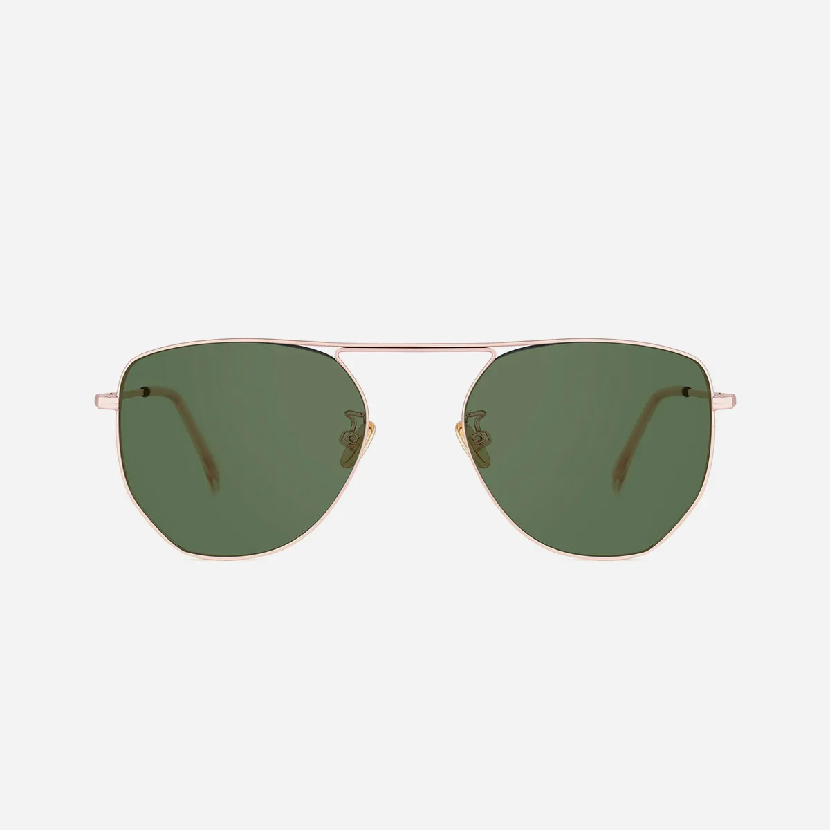 Vintage Style Rose tone Aviator Sunglasses with Green Lenses | Classic Top Gun Style Aviator, Gold Plated Frame With G15  main image 4