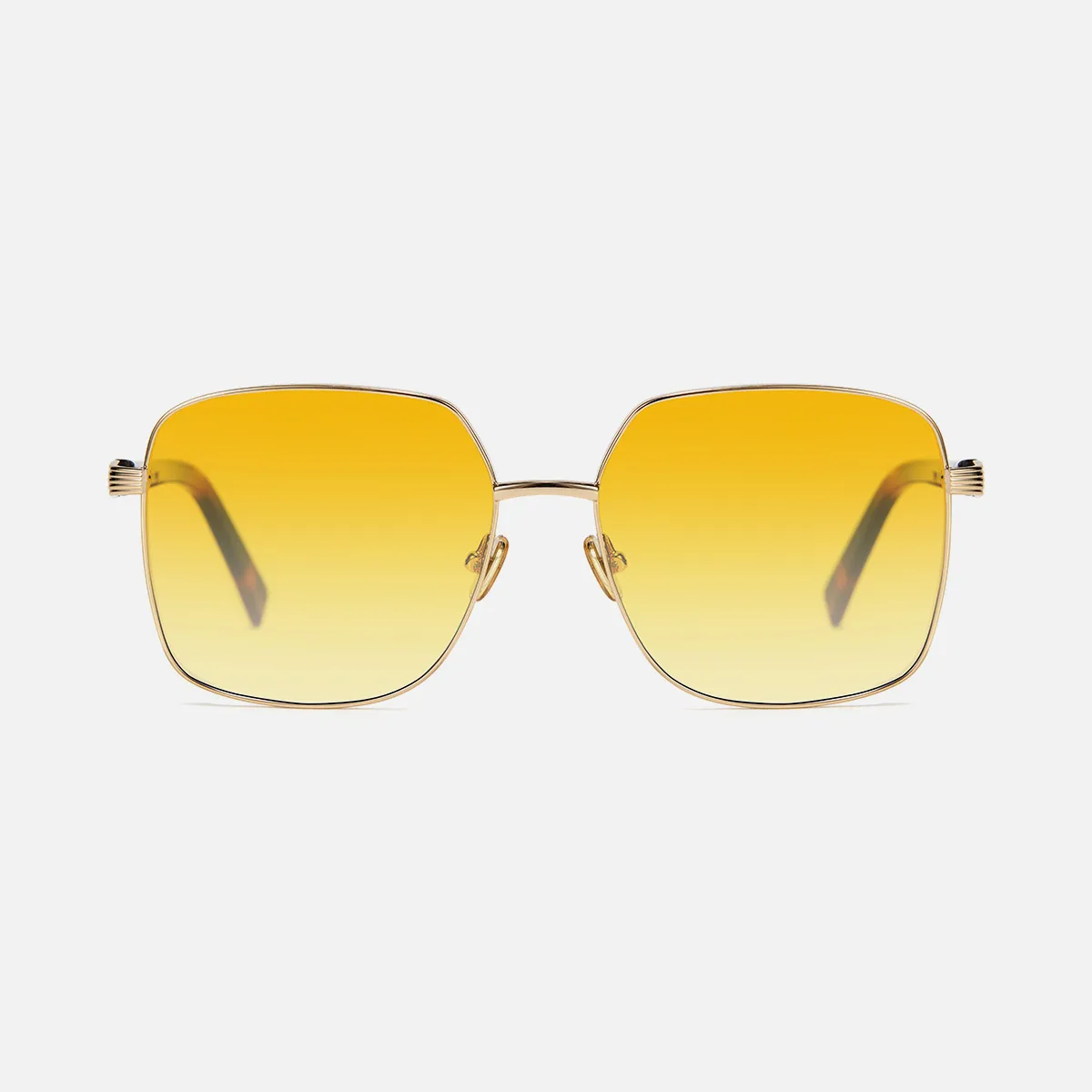 Stylish Yellow Gold Sunglasses Shiny Gold Grandpa Thin Aviator Gradient Sunglasses with  main image 3