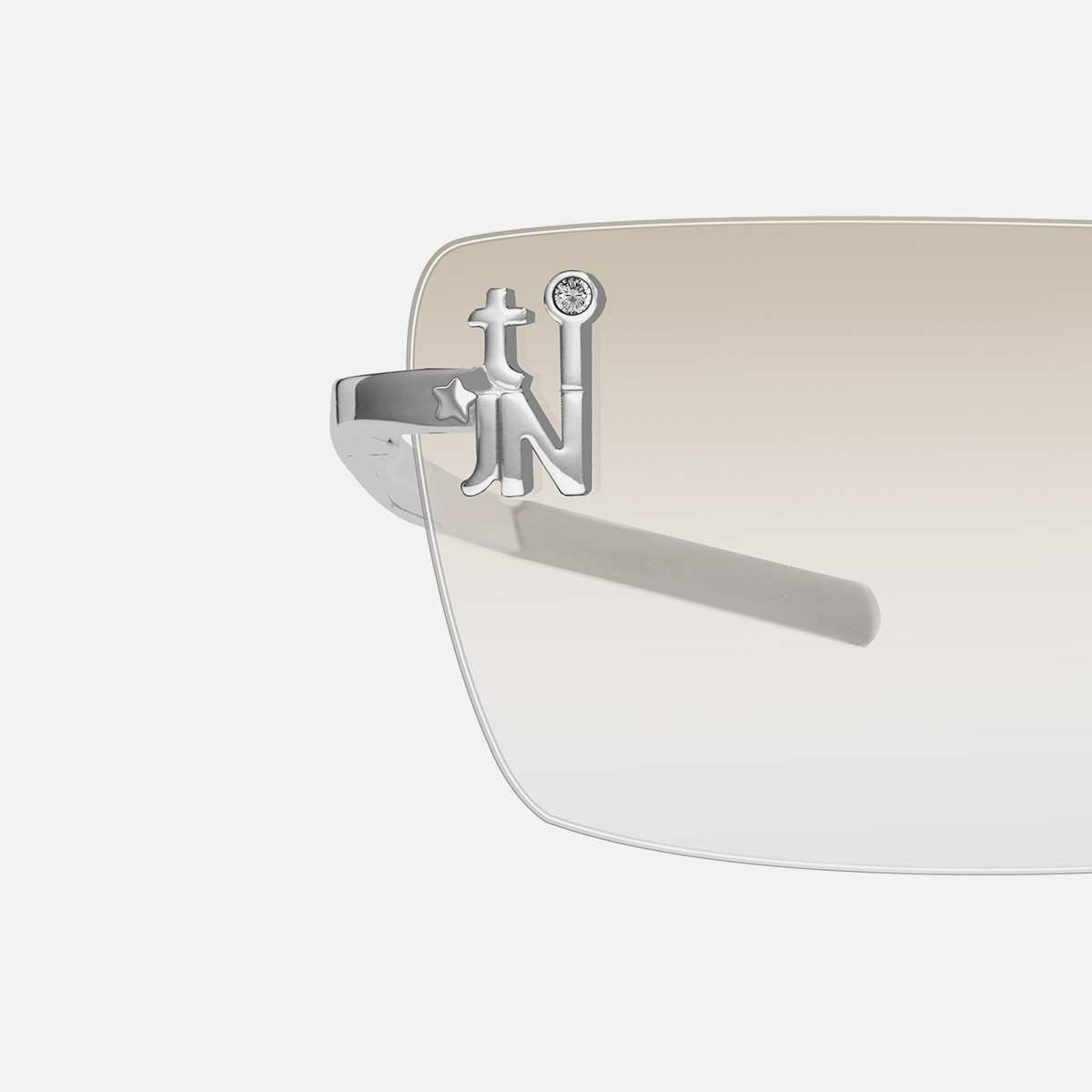 グラデーショングレーミラー付きシルバーのエンブレマティックスクエア