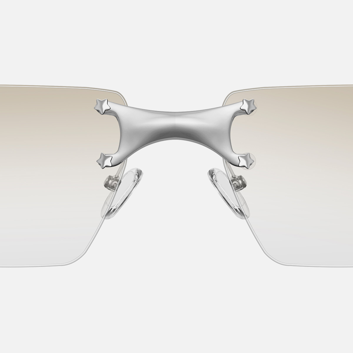 グラデーショングレーミラー付きシルバーのエンブレマティックスクエア