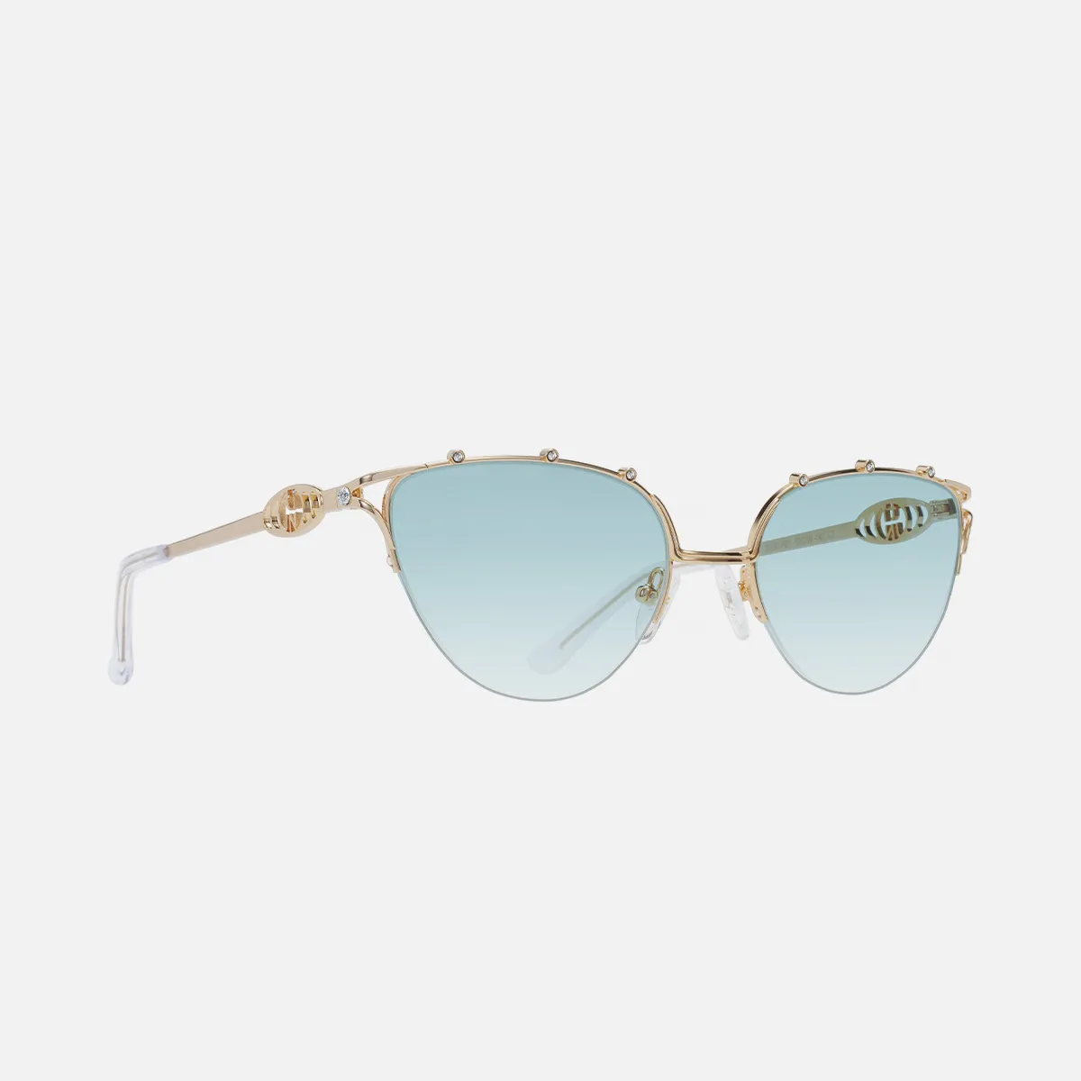 Vespera Sunglasses in Gold Colour with Pastel Blue | Sunwear 