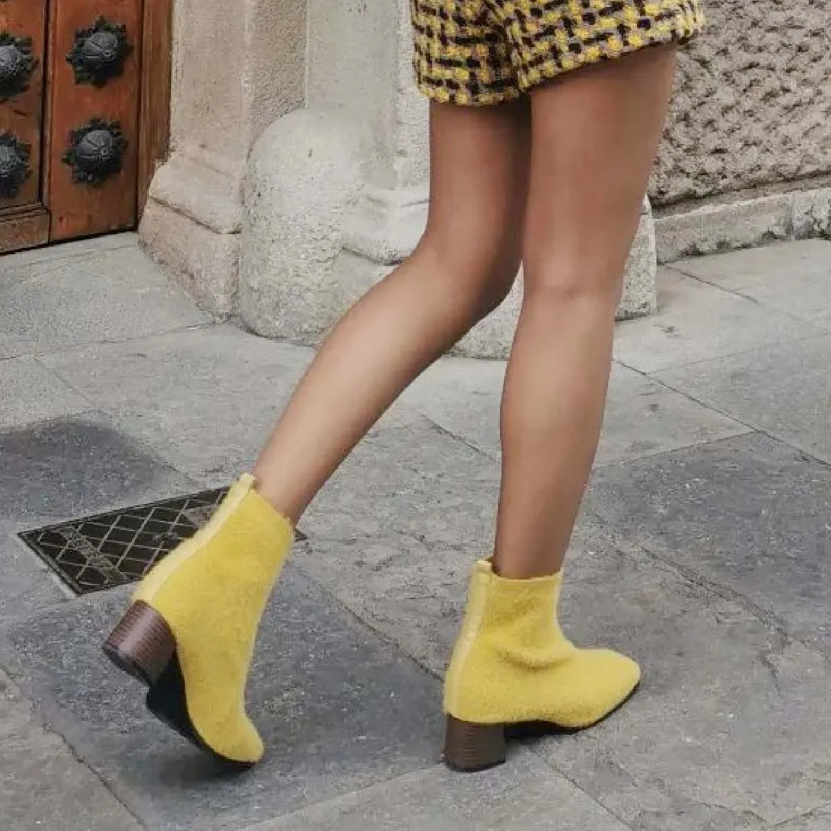 Mustard color boots best sale