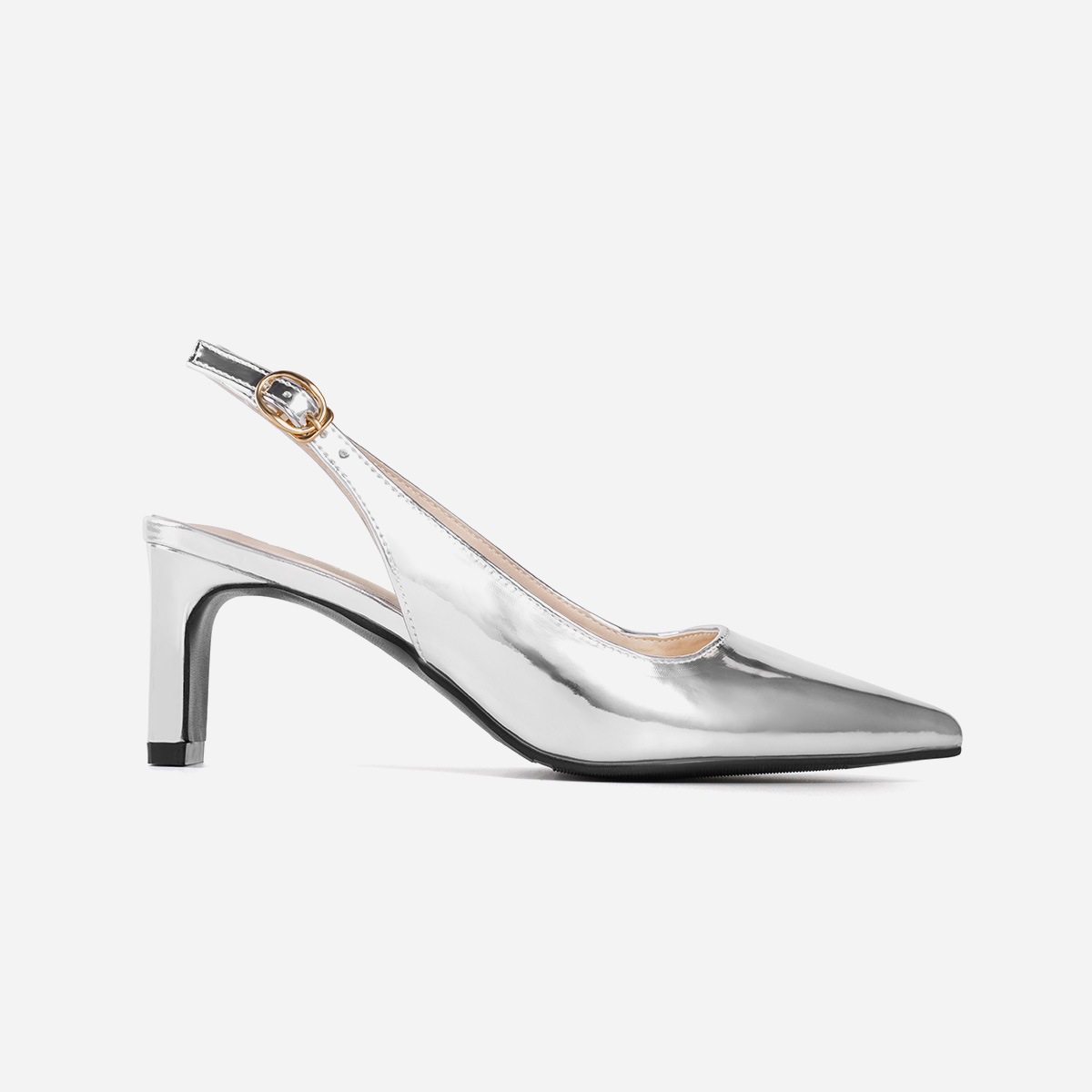 Sariah Women Slingback Heels in Metallic Silver Colour