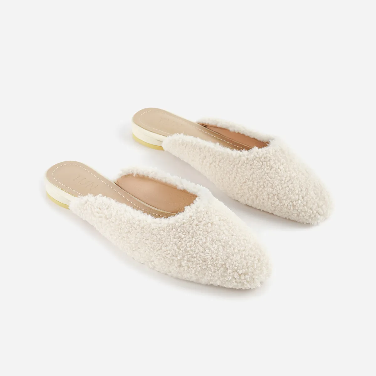 Cream sales mule slippers