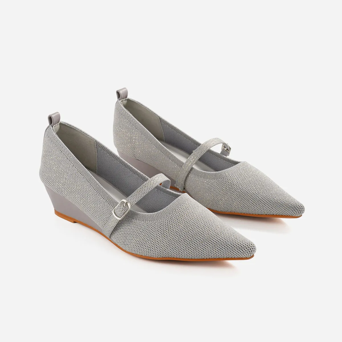 Cielle Women Wedge Heel in Grey Shimmer, (Size 10) | Walkon | TIJN