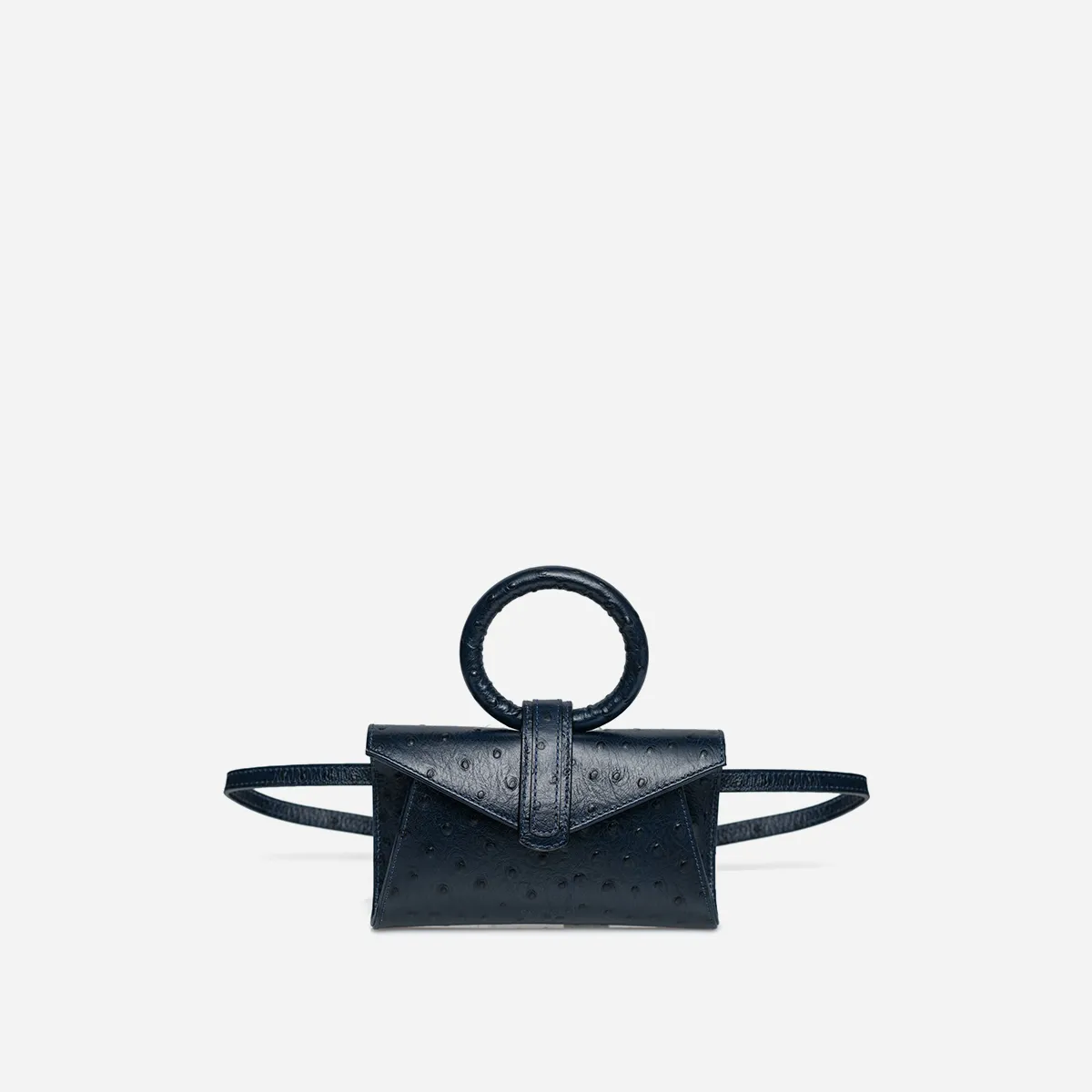 Valery Micro Belt Bag in Blue Ostrich Effect Leather