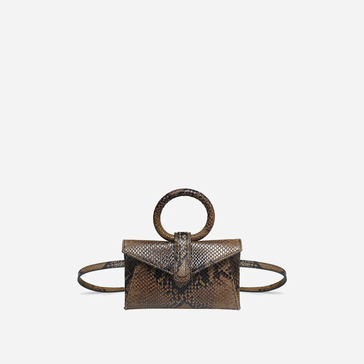 Valery Micro Belt Bag in Elephant Green Python Effect Leather